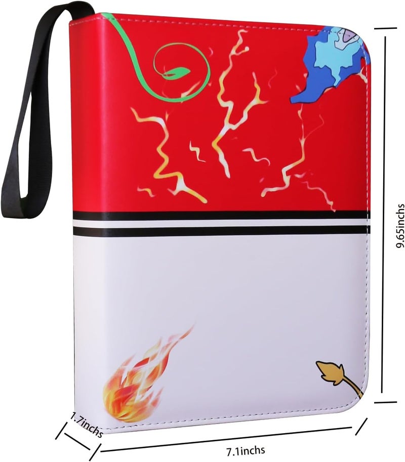 fweel 4-Pocket Trading Card Binder with Zipper, 400 Card Holder Album, PU Leather Card Collection Book, Fits Standard Size Trading Cards, Sports Cards & Game Cards - Image 2